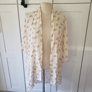 Symbology Kimono Womens S Cream Rayon Cardigan Wrap Cover Up Boho Short Sleeve